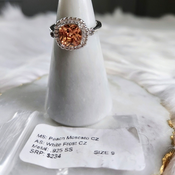 NWT Ryze Peach Moscato Cubic Zirconia .925 Sterling Silver Ring - Size 9 - Picture 5 of 8